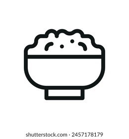 Cottage cheese isolated icon, bowl of cottage cheese vector symbol with editable stroke