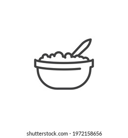 Cottage Cheese line icon. linear style sign for mobile concept and web design. Bowl with cottage cheese outline vector icon. Symbol, logo illustration. Vector graphics