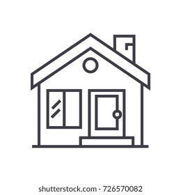 cottage, chimney,real estate vector line icon, sign, illustration on background, editable strokes