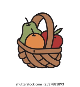 Ilustração do Doodle do Núcleo da Casa - Cesta de frutas