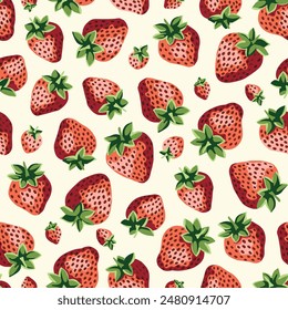 Cottage Core Garden Strawberry Patch Vector Seamless Pattern. Vintage Feed Sack Backdrop With Nostalgic Retro Design. Fresh Summer Fruit Background