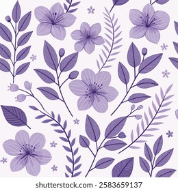 Cottage core Teeny Violet Floral Pattern on White