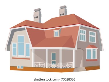 Cottage (Detailed). Vector illustration