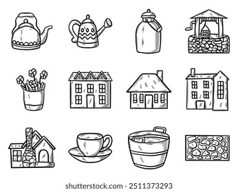 Cottage Doodle Set - Colorless