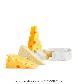 Cottage and dutch cheese low poly. Fresh, nutritious dutch cheese, tasty cottage cheese. Vector illustration. Cheese in triangulation technique.
