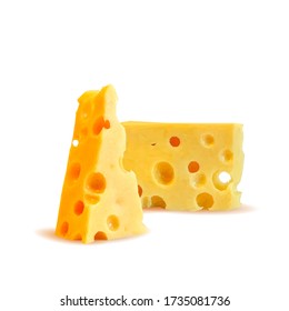 Cottage and dutch cheese low poly. Fresh, nutritious dutch cheese. Vector illustration. Cheese in triangulation technique.