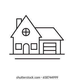 Cottage, family house, residence linear icon. Real property thin line illustration. Accommodation, home and private apartment contour symbol. Vector isolated outline drawing