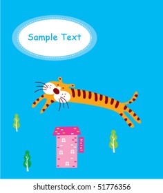 cottage greeting tag of tiger