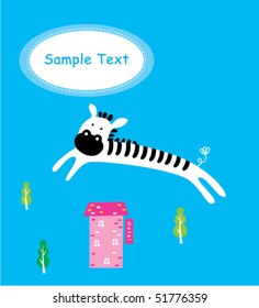 cottage greeting tag of zebra
