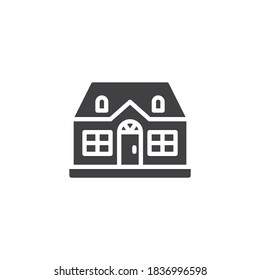 Cottage house building vector icon. filled flat sign for mobile concept and web design. Suburban house glyph icon. Symbol, logo illustration. Vector graphics