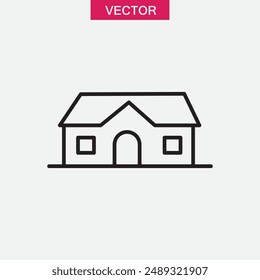 Icono de Vector de construcción de casa de campo. Ilustración lineal de Vector de casa suburbana sobre fondo blanco..eps