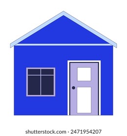 Cottage house exterior 2D linear cartoon object. Rural architecture. Small apartment building isolated line vector element white background. Country home facade color flat spot illustration