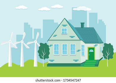 Cottage house. Flat style modern buildings. Vector illustration