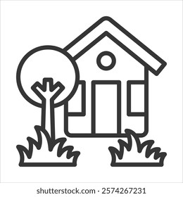 Cottage House Icon Vector Illustration Outline