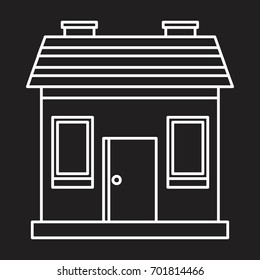 Cottage house outline icon vector illustration for design and web isolated on black background. Cottage house vector object for label, logo and advertising