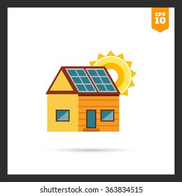 Cottage house with solar panels