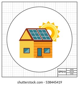 Cottage house with solar panels