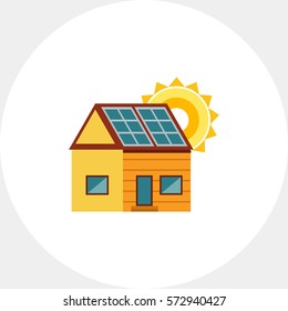 Cottage house with solar panels