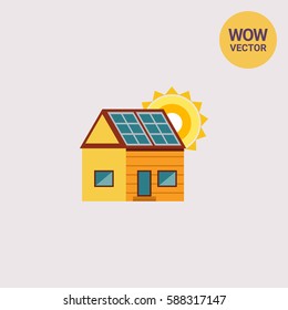 Cottage house with solar panels
