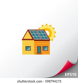 Cottage house with solar panels