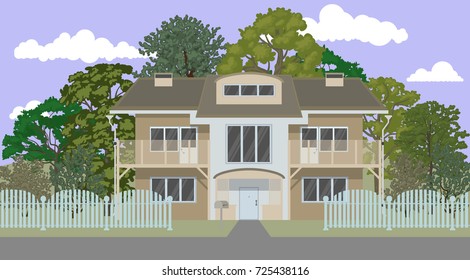 Cottage house. Vector illustration, a flat style design.
