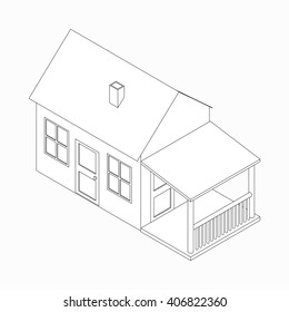 Cottage icon, isometric 3d style 