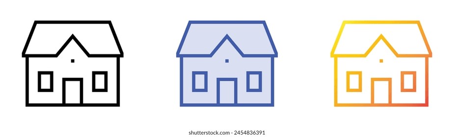 cottage icon. Linear, Blue Fill and Gradient Style Design Isolated On White Background