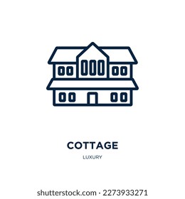 cottage icon from luxury collection. Thin linear cottage, house, architecture outline icon isolated on white background. Line vector cottage sign, symbol for web and mobile