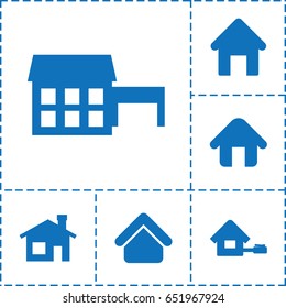 Cottage icon. set of 6 cottage filled icons such as house building, home