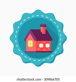 Cottage icon, vector illustration. Flat design style with long shadow,eps10