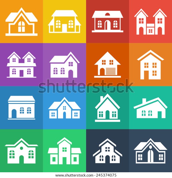 Cottage Icons Stock Vector (Royalty Free) 245374075 | Shutterstock