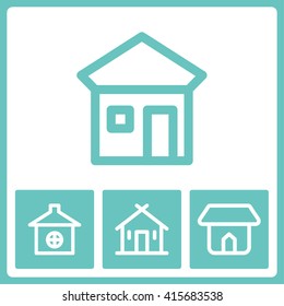 Cottage icons. Web vector graphic. Design collection.