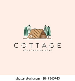 Cottage Landscape Logo Vector Illustration Design, Outdoor Logo Design