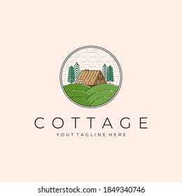 Cottage Landscape Logo Vector Illustration Design, Outdoor Logo Design