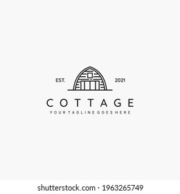 Cottage line art icon symbol logo vector illustration design