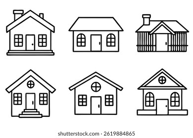 Cottage Line Art Illustration Simple and Elegant Drawing for Design  