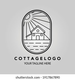cottage line art logo icon minimalist illustration vector design