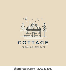 cottage line art logo, icon and symbol, vector illustration design