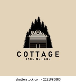 Cottage line art logo, icon and symbol, vector illustration design