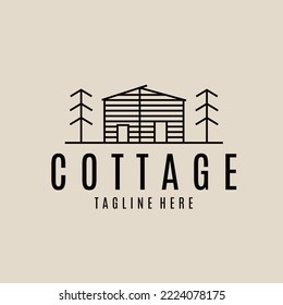 Cottage line art logo, icon and symbol, vector illustration design
