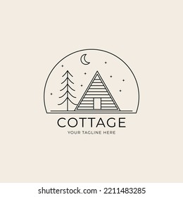 cottage line art logo vector illustration design