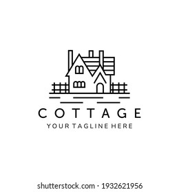 cottage line art minimalist icon logo vector illustration template design. home, house, lodging logo design