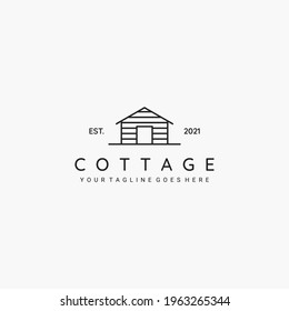 Cottage line art minimalist icon symbol logo vector illustration design