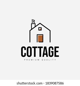 Cottage Line Art Minimalist Logo Vector Stock Vector (royalty Free 