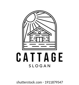 cottage line art  vector minimalist illustration design