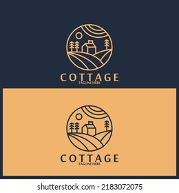 cottage line art vector template