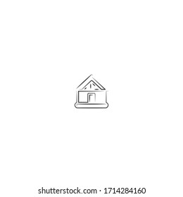 cottage logo icon design with simple line art style