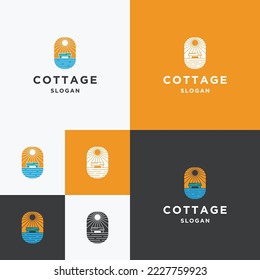 Cottage logo icon flat design template 