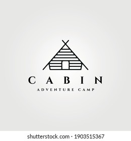 cottage logo line art cabin vector illustration design