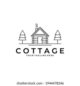 cottage logo minimalist vector line art design illustration